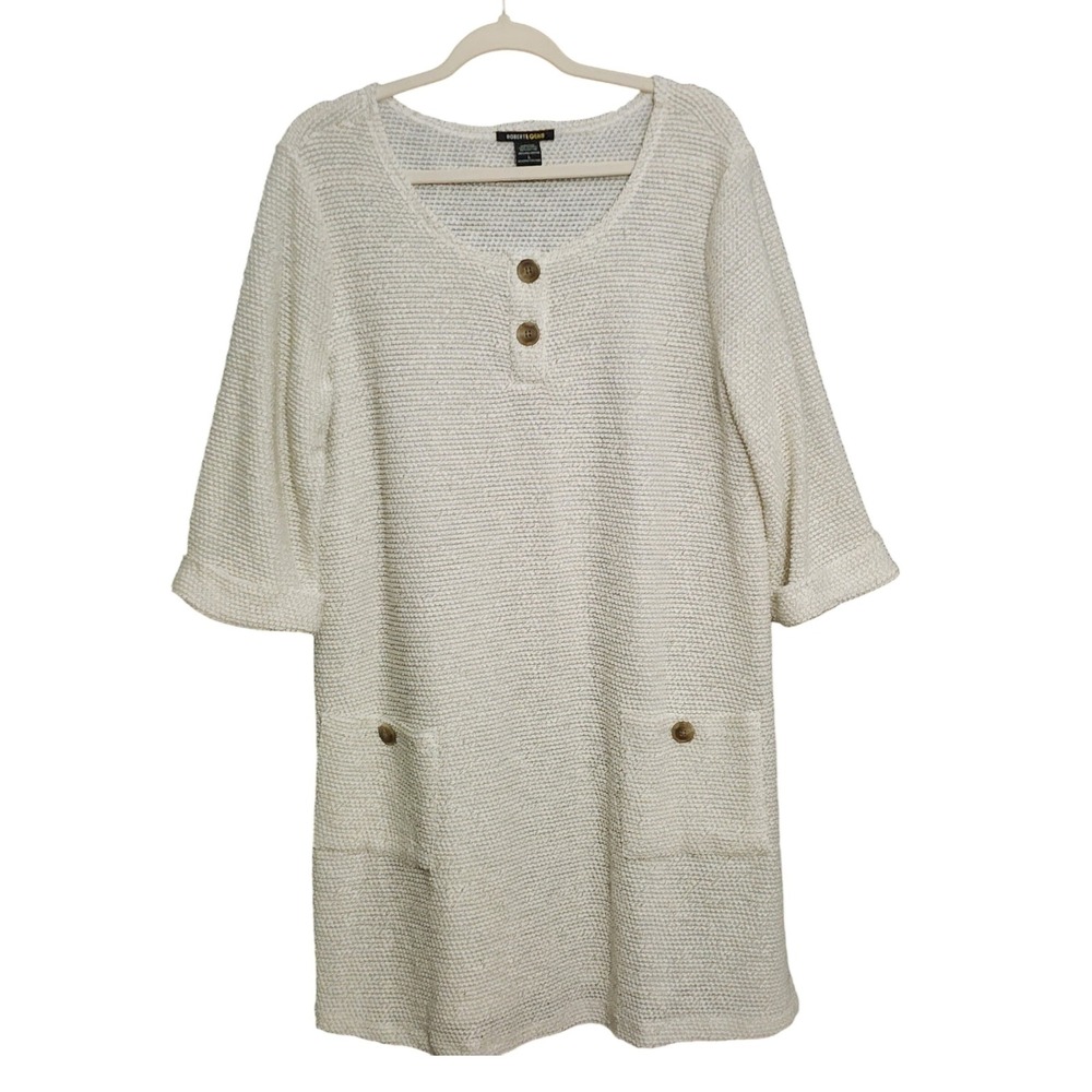 Robert Louis‎ Women's Cream Knit Tunic Dress, Large